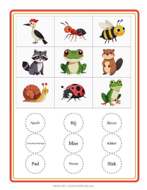 Beeldbingo met dieren – werkblad voor kleuters — 2