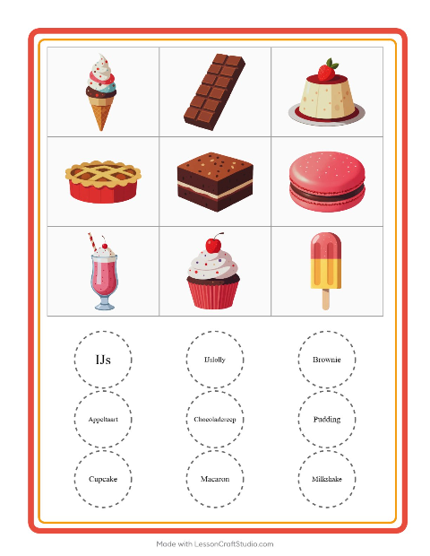 Beeldbingo met toetjes – werkblad voor kleuters — 2