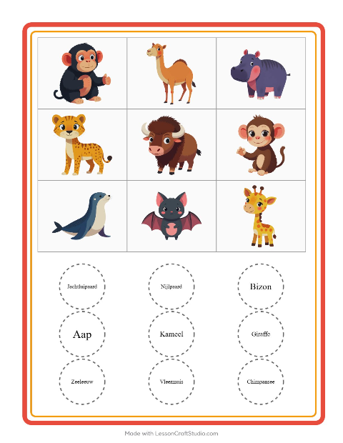 Beeldbingo met dieren – werkblad voor kleuters — 2