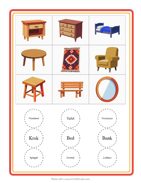 Beeldbingo met meubels – werkblad voor kleuters — 2