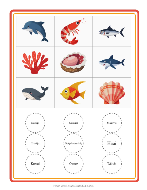 Beeldbingo met zeedieren – werkblad voor kleuters — 2