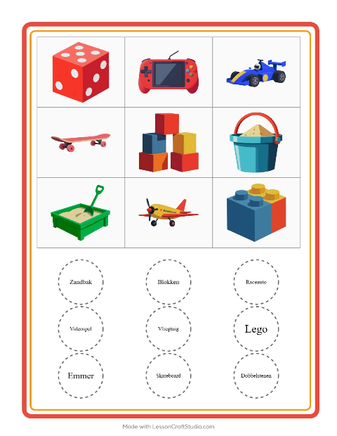 Beeldbingo met speelgoedjes – werkblad voor kleuters — 2