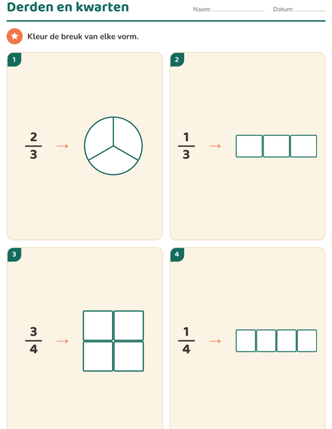 Gelijke delen werkbladen voor groep 4 — 3