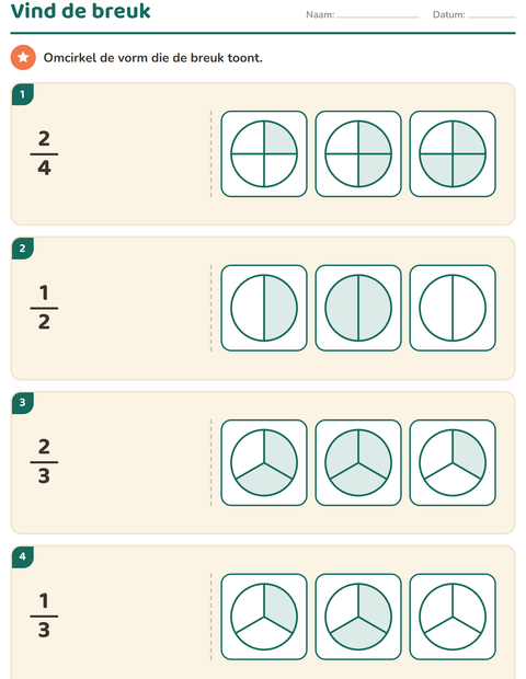Gelijke delen werkbladen voor groep 4 — 4