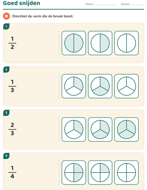 Voorbeeld van het Breuken-werkblad voor groep 4