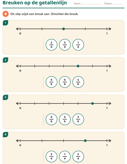 Voorbeeld van het Breuken-werkblad voor groep 5
