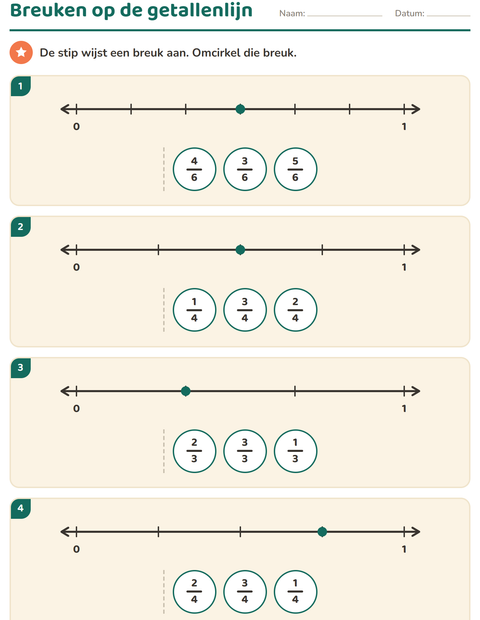 Voorbeeld van het Breuken-werkblad voor groep 5