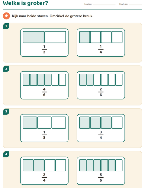 Breuken werkbladen voor groep 5 — 5