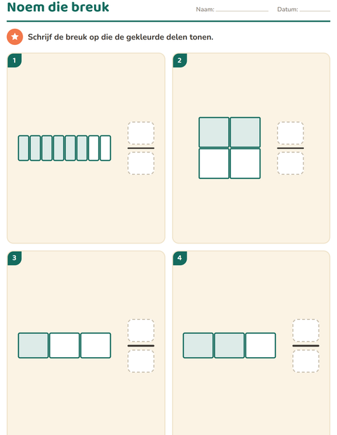 Voorbeeld van het Breuken-werkblad voor groep 5