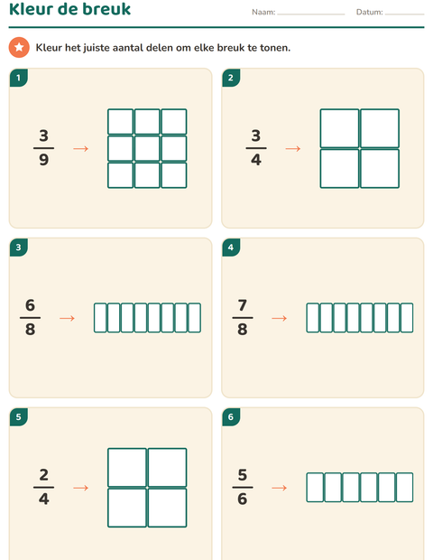 Voorbeeld van het Breuken-werkblad voor groep 5