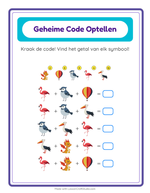 Rekencode kraken tot 100 met vliegtuigen – werkblad voor groep 4 — 2