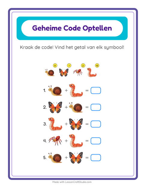 Rekencode – Insecten en beestjes