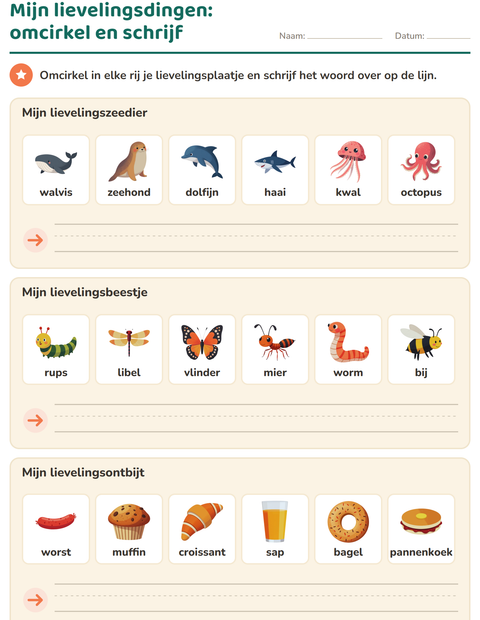 Voorbeeld van het Dit ben ik-werkblad voor kleuterklas