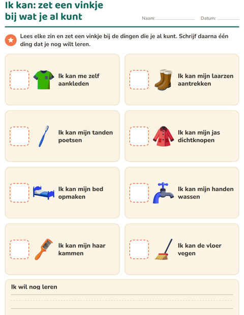 Voorbeeld van het Dit ben ik-werkblad voor kleuterklas