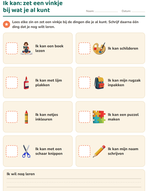 Voorbeeld van het Dit ben ik-werkblad voor kleuterklas