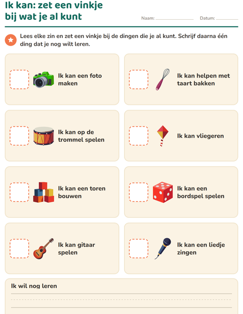 Voorbeeld van het Dit ben ik-werkblad voor kleuterklas