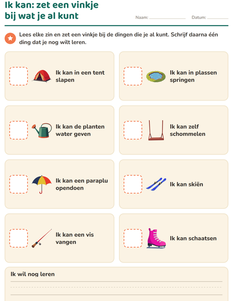 Voorbeeld van het Dit ben ik-werkblad voor kleuterklas