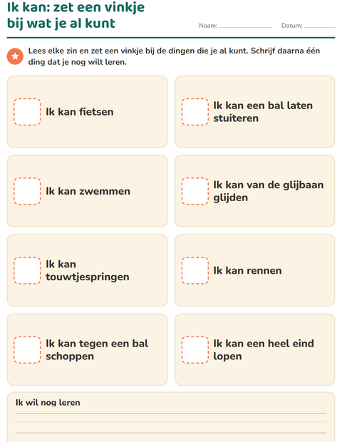 Voorbeeld van het Dit ben ik-werkblad voor kleuterklas