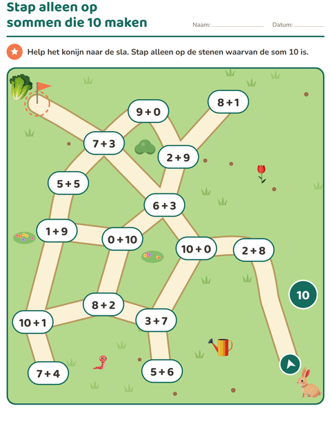 Voorbeeld van het Doolhofpuzzels-werkblad voor groep 3