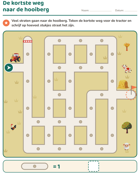 Voorbeeld van het Doolhofpuzzels-werkblad voor groep 3