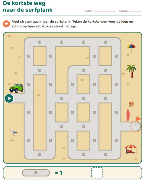 Voorbeeld van het Doolhofpuzzels-werkblad voor groep 3