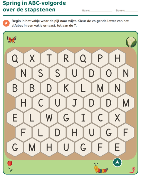 Voorbeeld van het Doolhofpuzzels-werkblad voor groep 3