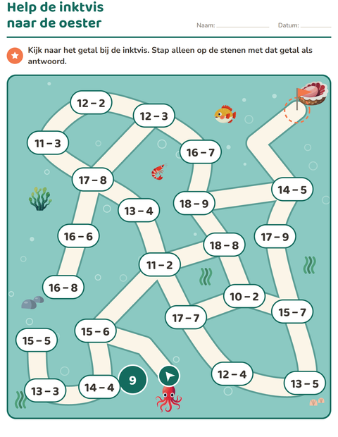 Voorbeeld van het Doolhofpuzzels-werkblad voor groep 3