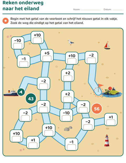 Voorbeeld van het Doolhofpuzzels-werkblad voor groep 4