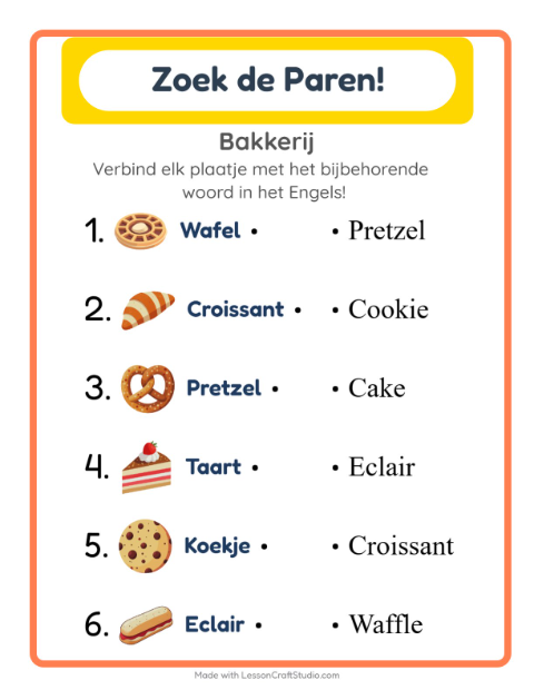 Engels beeld-woord-koppelen – Bakkerij