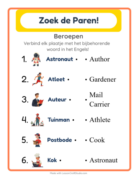 Engels beeld-woord-koppelen – Beroepen