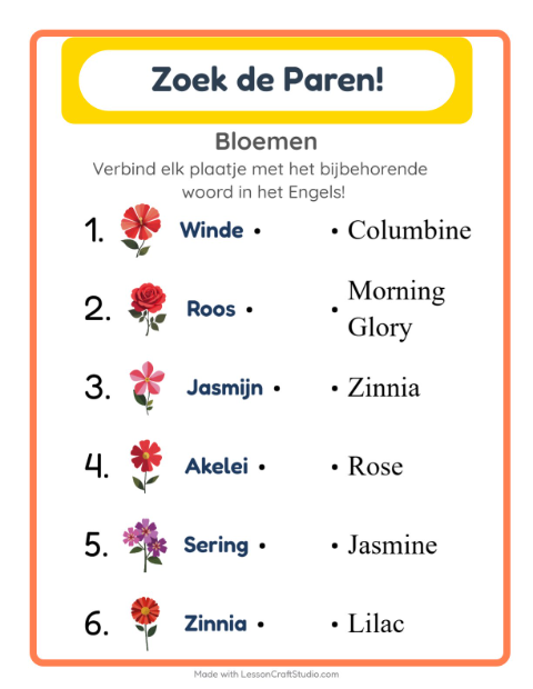 Engels beeld-woord-koppelen – Bloemen
