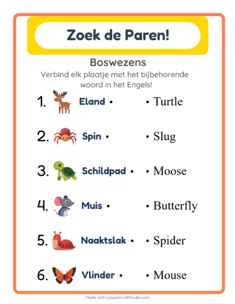 Engels beeld-woord-koppelen – Boswezens