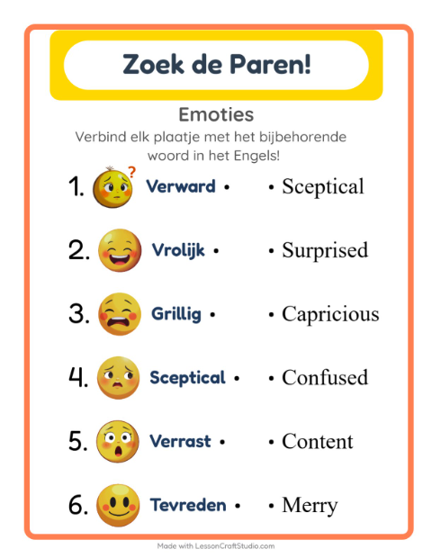 Engels beeld-woord-koppelen – Emoties