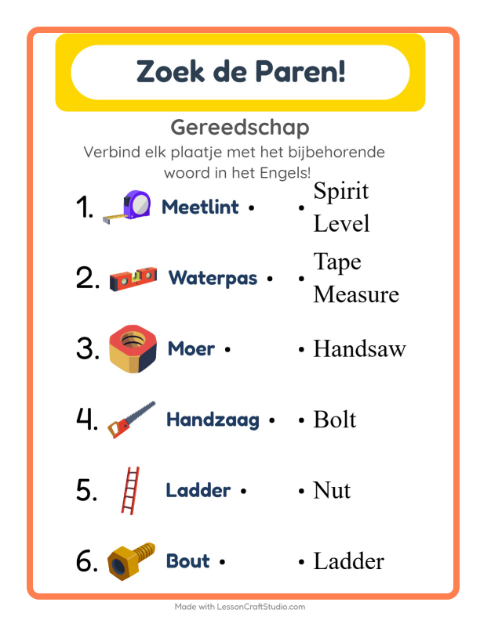Engels beeld-woord-koppelen – Gereedschap