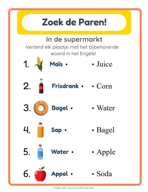 Engels beeld-woord-koppelen – In de supermarkt