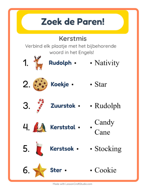 Engels beeld-woord-koppelen – Kerstmis