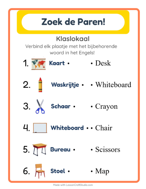 Engels beeld-woord-koppelen – Klaslokaal
