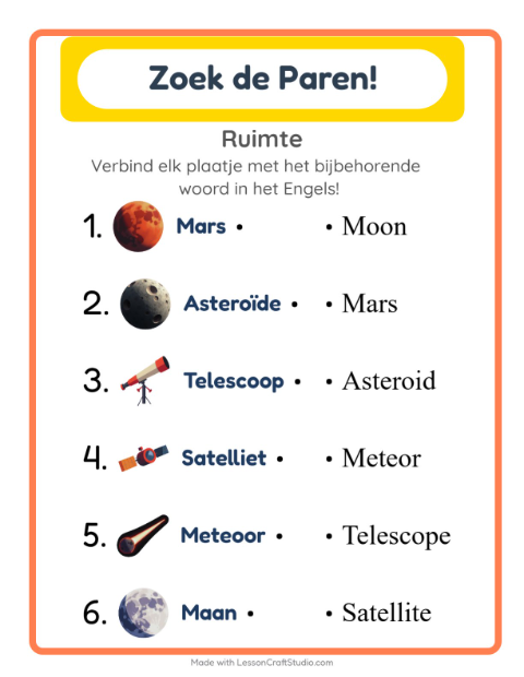 Engels beeld-woord-koppelen – Ruimte