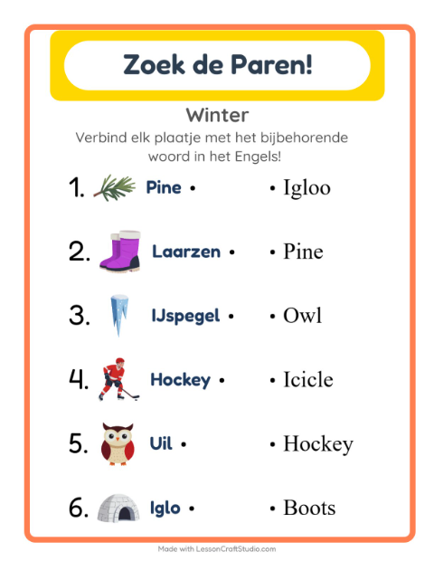 Engels beeld-woord-koppelen – Winter