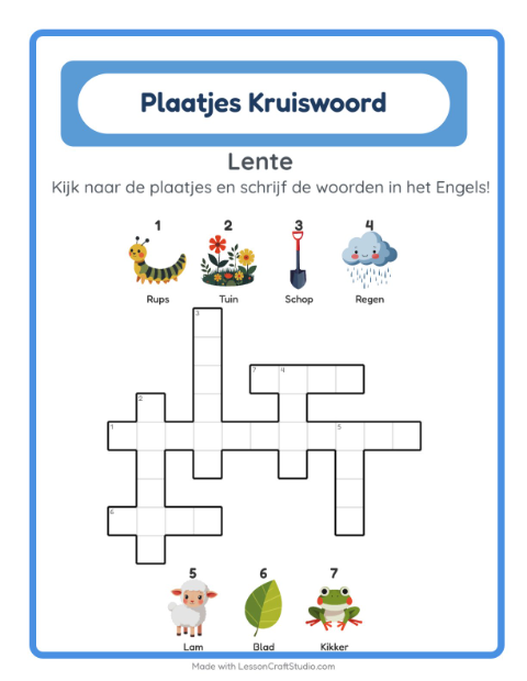 Engelse beeldkruiswoordpuzzel – Lente