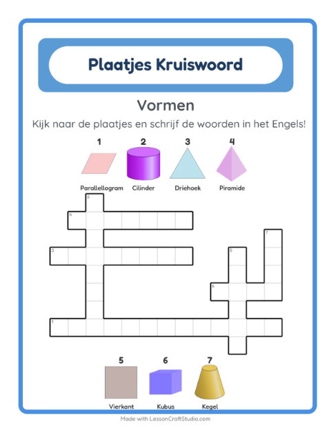 Engelse beeldkruiswoordpuzzel – Vormen