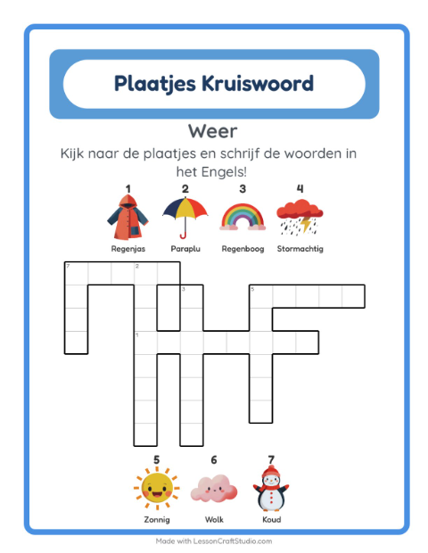 Engelse beeldkruiswoordpuzzel – Weer