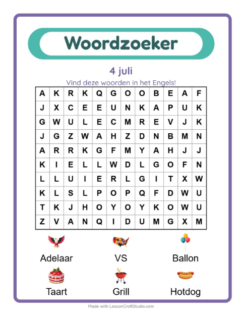 Engelse woordzoeker – 4 juli