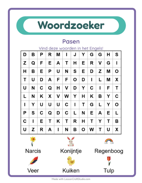 Engelse woordzoeker – Pasen