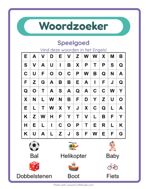 Engelse woordzoeker – Speelgoed
