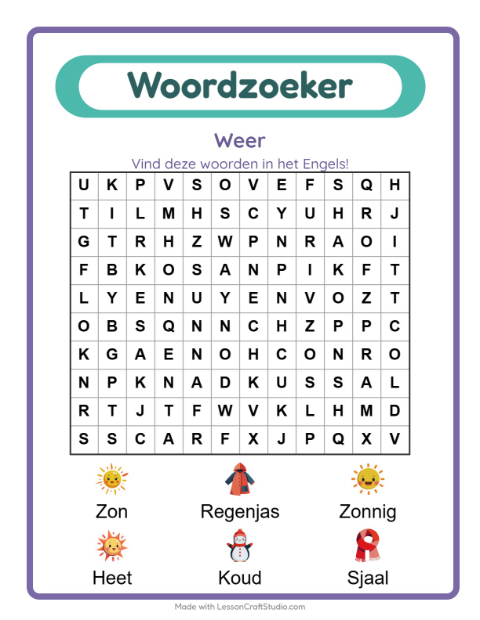 Engelse woordzoeker – Weer