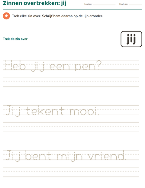 Voorbeeld van het Flitswoorden-werkblad voor kleuterklas