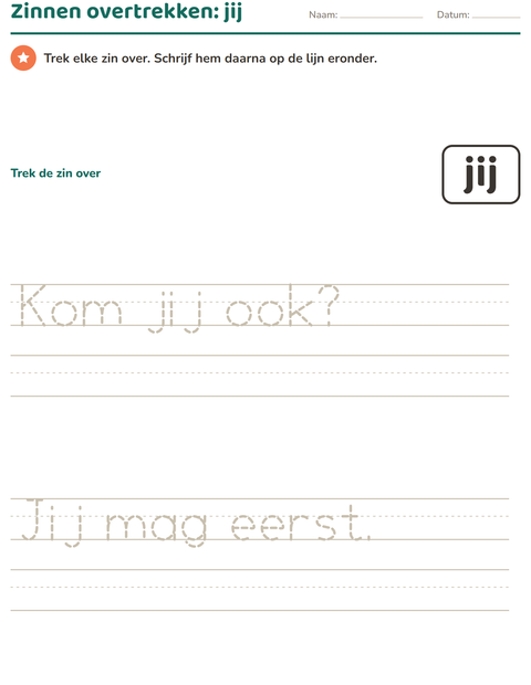 Voorbeeld van het Flitswoorden-werkblad voor kleuterklas