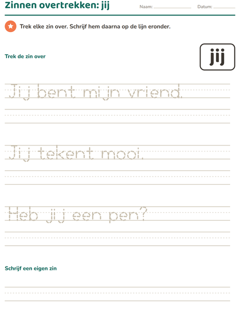 Voorbeeld van het Flitswoorden-werkblad voor kleuterklas