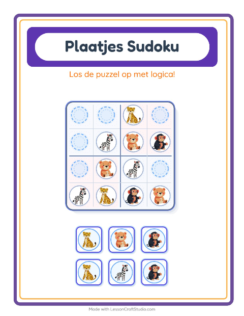 Beeldsudoku – Dierentuindieren